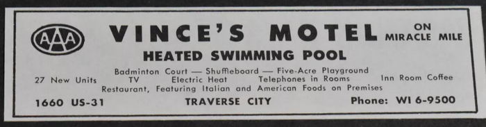 Vinces Motel and Restaurant - Vintage Ad